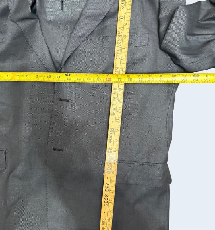 Baroni Executive Navy 2 Button Suit Mens 44R 44x32 Flat Front - Thumbnail 7