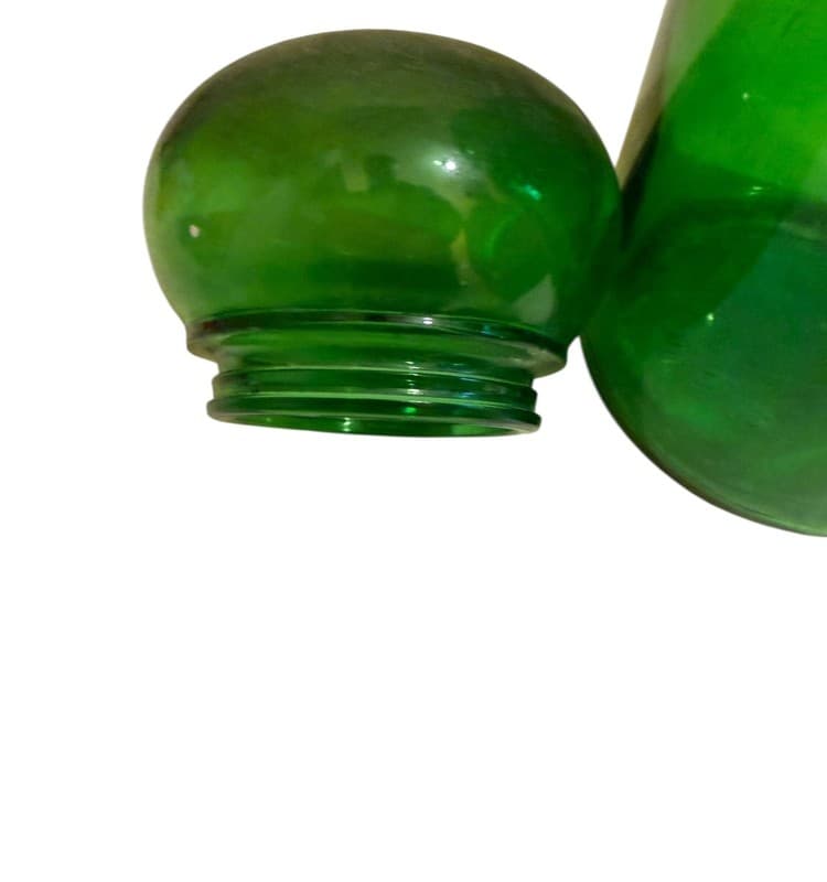 Vintage Green Glass Apothecary Jars Set of 2 Made in Belgium Pharmacy - Thumbnail 3