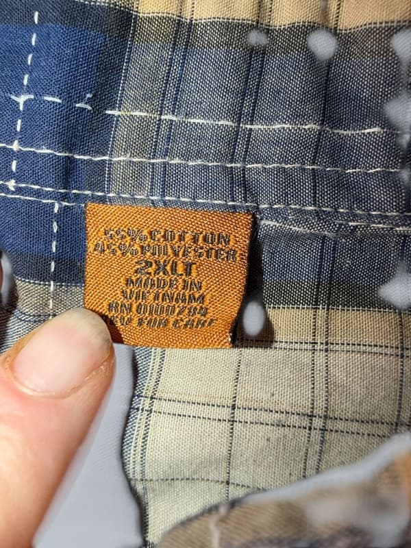 Cobra Creek Men's 2XLT Blue and Tan Plaid Short Sleeve Pearl Snap Western Shirt - Thumbnail 4