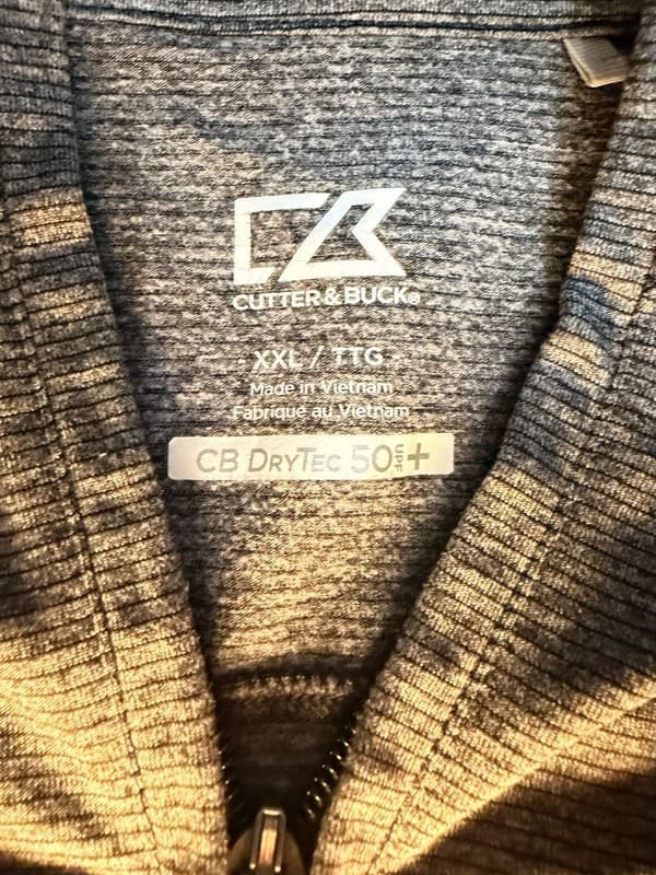 Cutter & Buck CB DryTec Grey Striped 1/4 Zip Performance Pullover XXL - Thumbnail 3