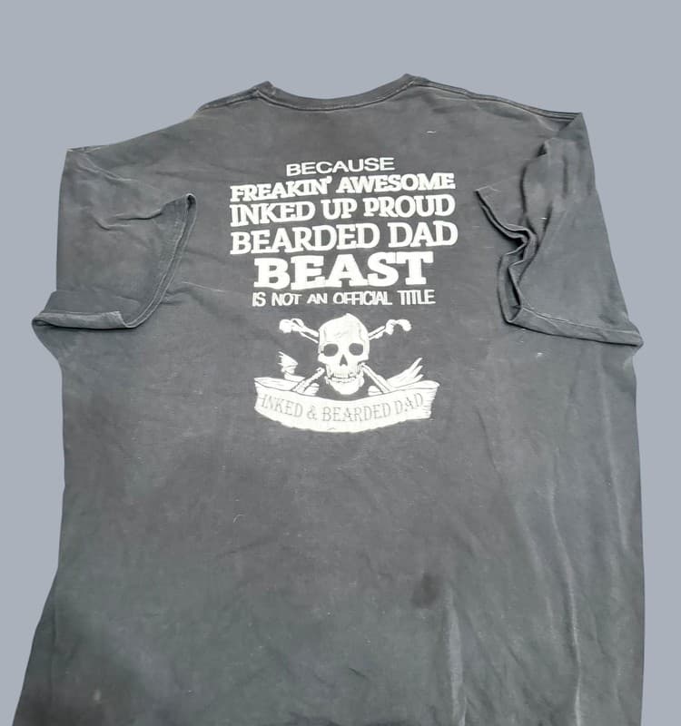 Vintage Inked & Bearded Dad Graphic T-Shirt Beast Official Title - Thumbnail 2