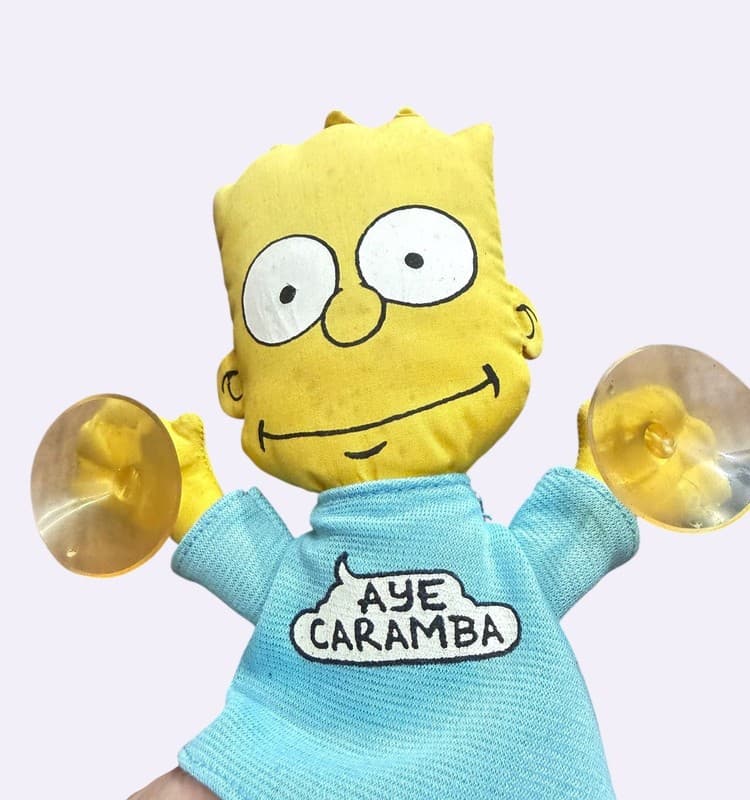 Vintage 1990 Bart Simpson Aye Caramba Plush Toy with Suction Cups Dan-Dee - Thumbnail 7