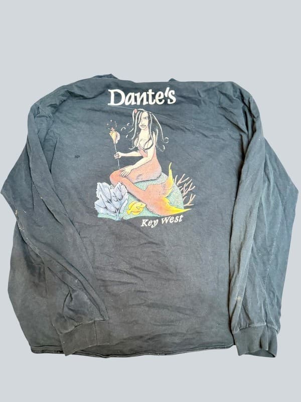 Vintage Dante's Key West Mermaid Graphic Long Sleeve Pocket T-Shirt 2XL - Thumbnail 2