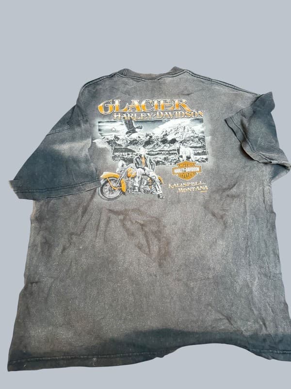 Vintage Harley-Davidson Glacier Kalispell Montana Stonewash T-Shirt 2XL - Thumbnail 2