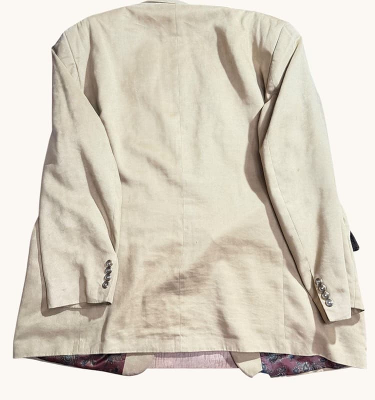 Chaps Men's Tan Faux Suede Two-Button Blazer with Paisley Lining - Thumbnail 2