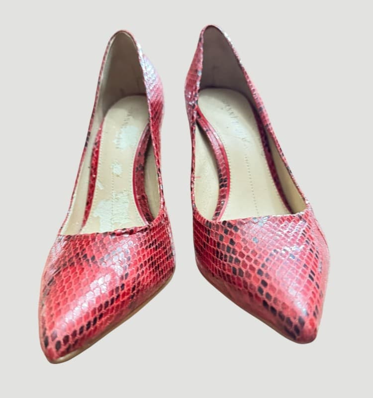 Gianni Bini Larsa Red Snake Print Pointed Toe Stiletto Pumps - Thumbnail 2