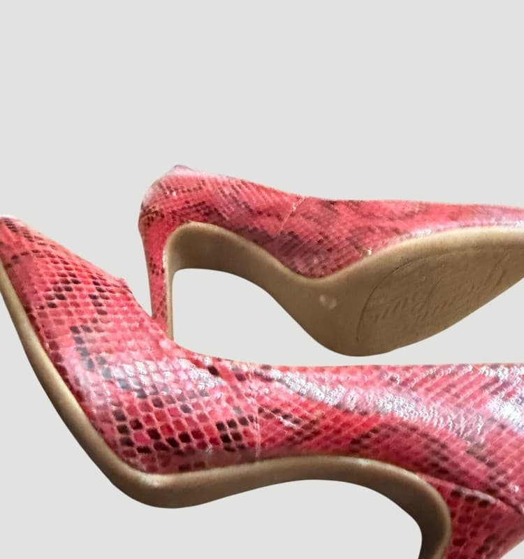 Gianni Bini Larsa Red Snake Print Pointed Toe Stiletto Pumps - Thumbnail 6