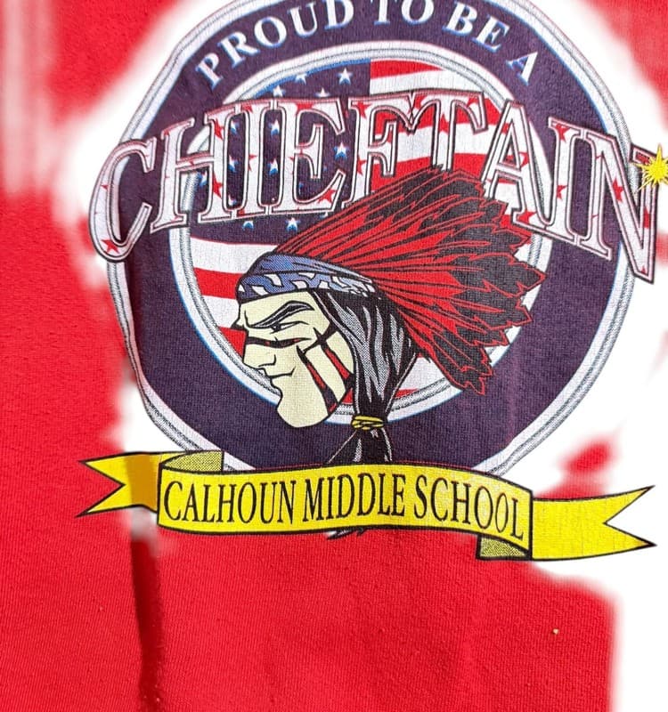 Vintage 90s Calhoun Middle School Chieftains Graphic Sweatshirt XXL Red - Thumbnail 3
