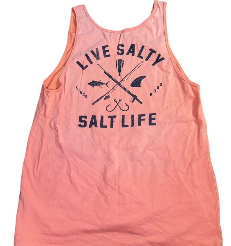 Salt Life “Live Salty” Tank Top | Coral | Unisex Large - Thumbnail 4