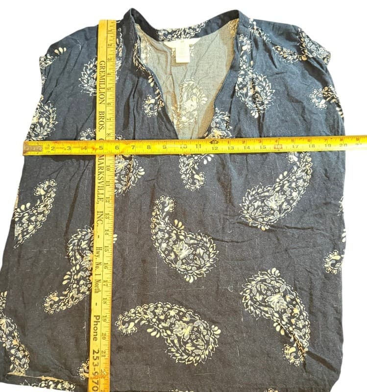H&M Womens Paisley V Neck Sleeveless Blouse Blue Size 8 - Thumbnail 6
