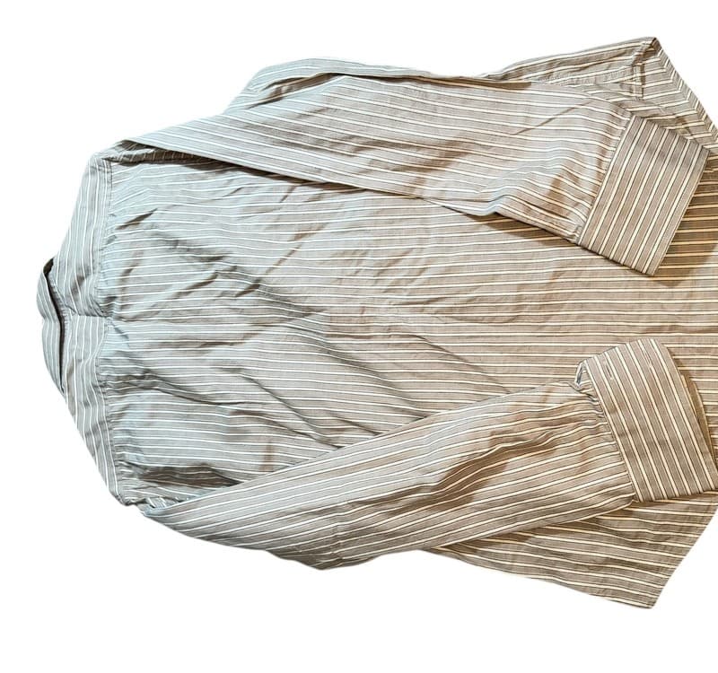 Gap Striped Button-Down Shirt - Men’s Small - Tan & White Vertical Stripes - Thumbnail 2