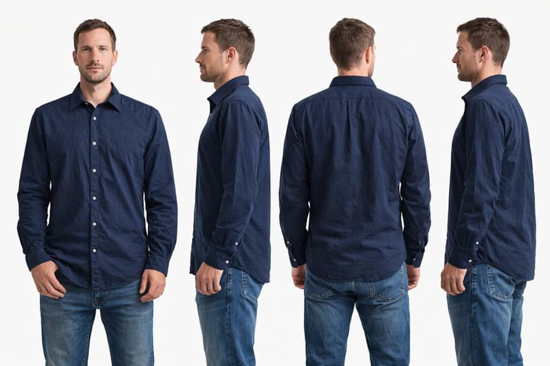 Men’s Claiborne Long Sleeve Button-Down Dress Shirt - Size XL - Navy Blue - Thumbnail 2