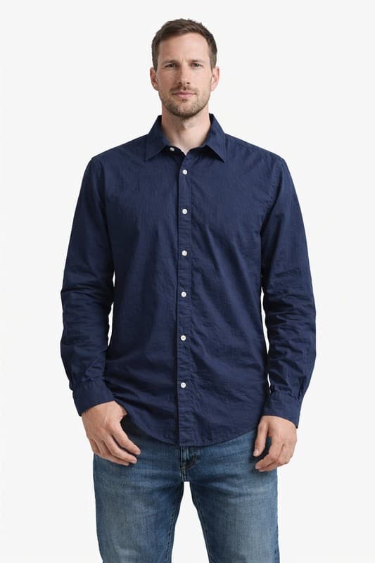 Men’s Claiborne Long Sleeve Button-Down Dress Shirt - Size XL - Navy Blue - Image 1