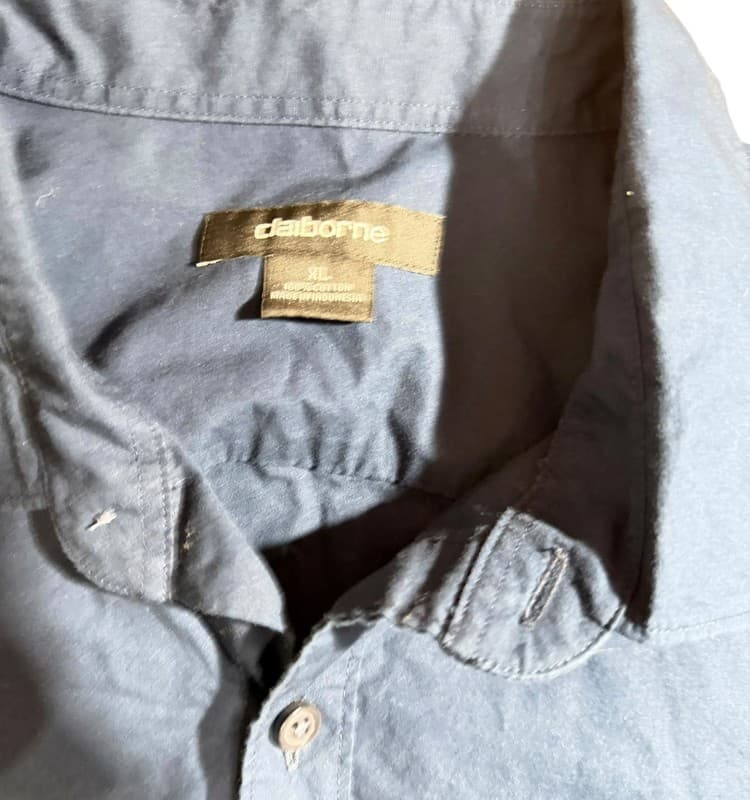 Men’s Claiborne Long Sleeve Button-Down Dress Shirt - Size XL - Navy Blue - Thumbnail 5