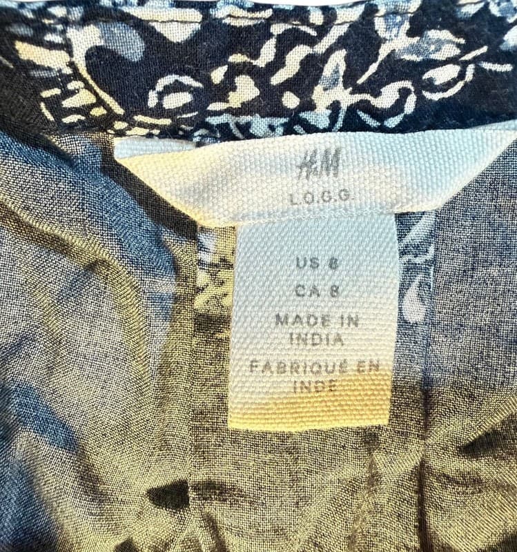 H&M Womens Paisley V Neck Sleeveless Blouse Blue Size 8 - Thumbnail 3