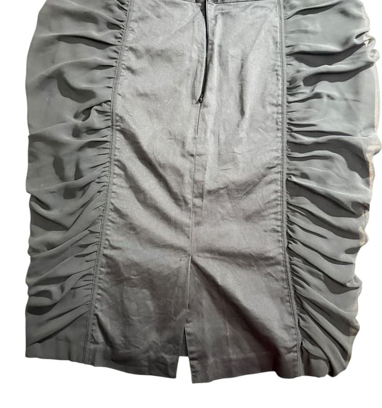 Nicole by Nicole Miller Ruched Pencil Skirt Womens Size 0 Black Back Zip - Thumbnail 2