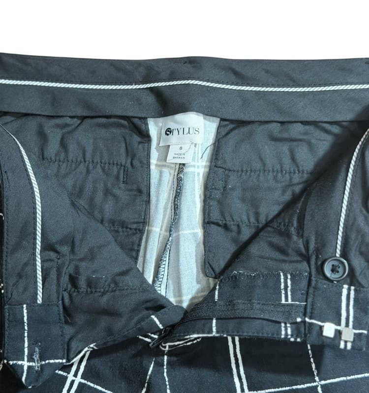 Stylus Black White Plaid Dress Pants Women’s 8 Ankle Straight Leg - Thumbnail 3