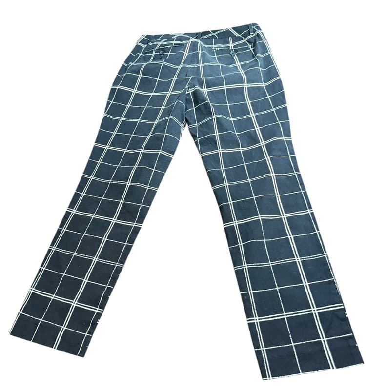 Stylus Black White Plaid Dress Pants Women’s 8 Ankle Straight Leg - Thumbnail 2