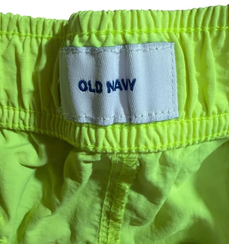 Old Navy Men’s Neon Green Swim Trunks XL Elastic Waist Nylon Shorts - Thumbnail 3