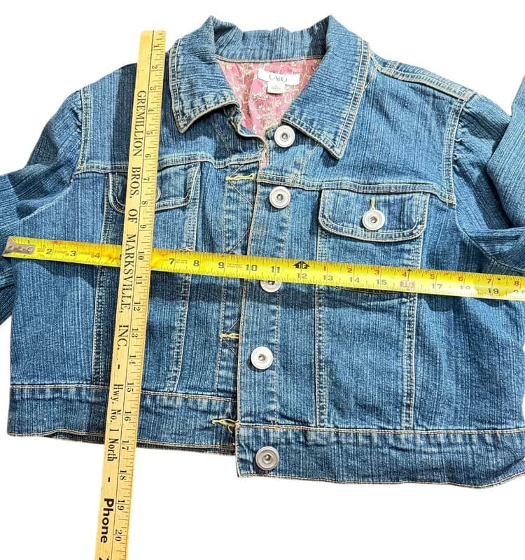 Cato Women's Cropped Blue Denim Jacket with Studded Heart Embroidery - Thumbnail 4