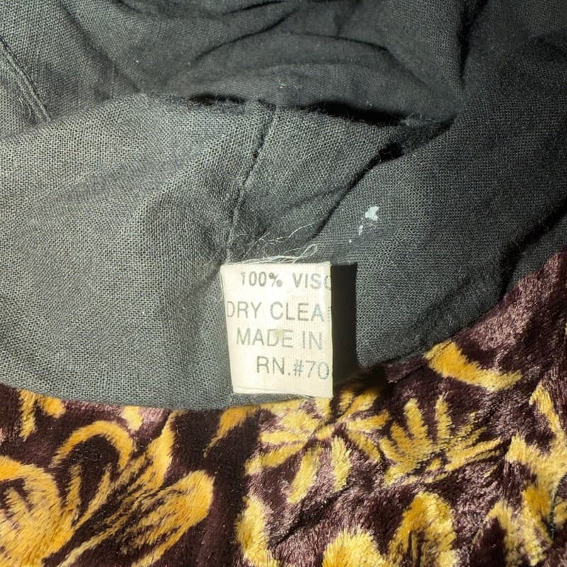 Y2K Brown Gold Floral Velvet Bucket Hat Soft Viscose Made in India - Thumbnail 6