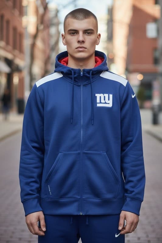 New York Giants Nike Therma Fit On Field Full Zip Hoodie Jacket - Thumbnail 2