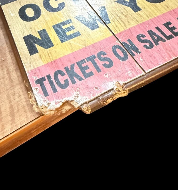 Bob Marley & The Wailers Wood Ticket Sign - October 25-27 1979 New York City - Thumbnail 4