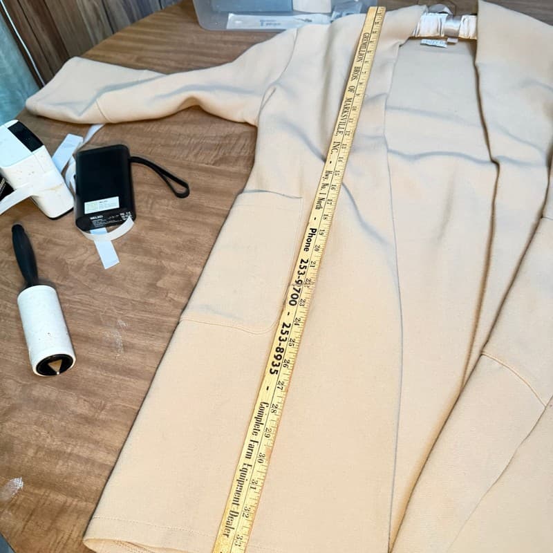 Suzy D London Cream Open Front Longline Cardigan Tie Back Pockets - Thumbnail 6