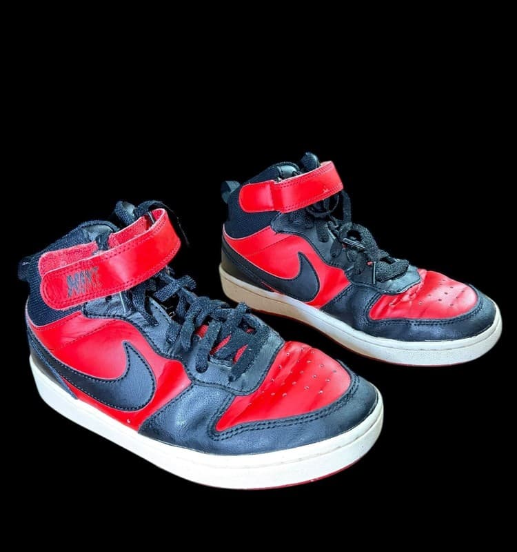 Nike Court Borough Mid 2 GS CD7782-602 Red Black US 6Y Youth - Thumbnail 2