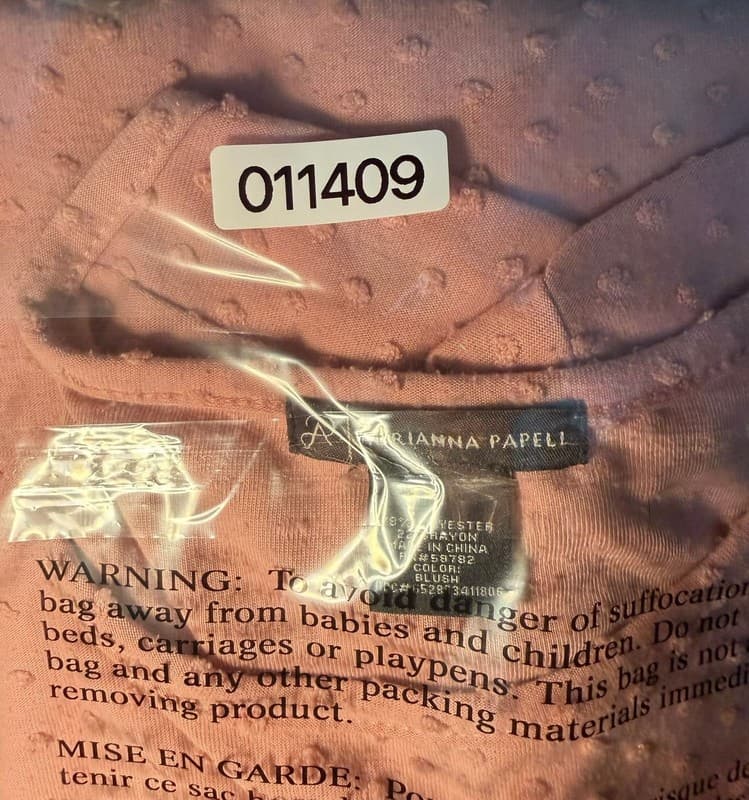 Adrianna Papell Women’s Blush Swiss Dot Short Sleeve Blouse Size M - Thumbnail 6