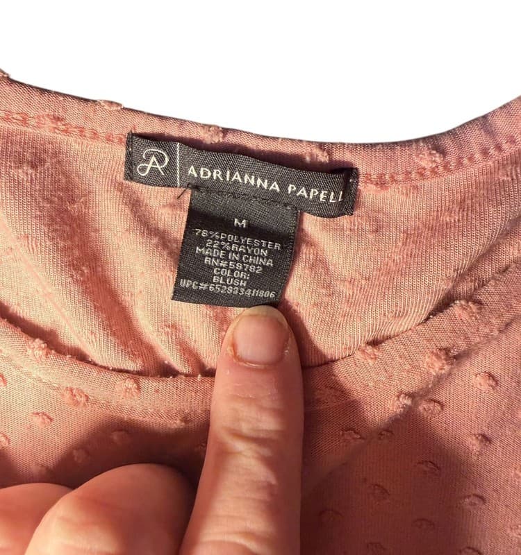 Adrianna Papell Women’s Blush Swiss Dot Short Sleeve Blouse Size M - Thumbnail 3