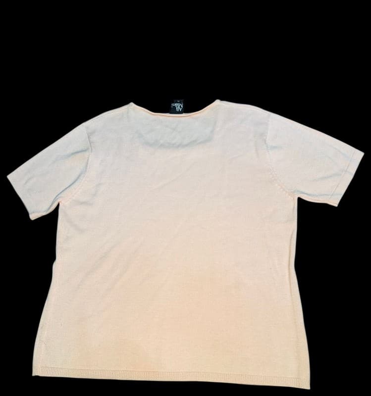 Ali Miles Women’s Knit Short Sleeve Top XL Blush Pink Asymmetrical Neckline - Thumbnail 2