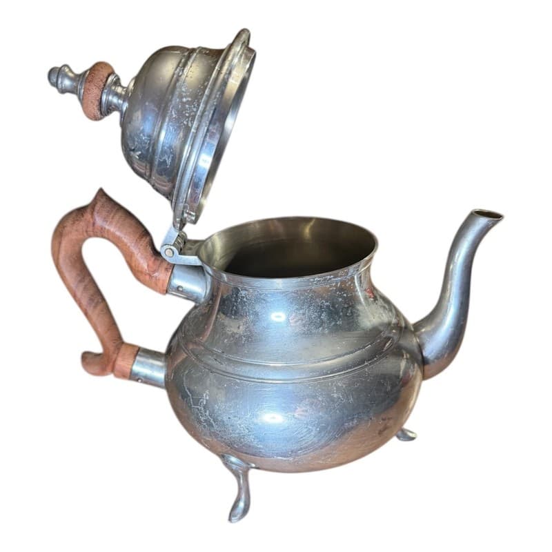 Wilton Armetale Pewter Coffee Tea Pot Wooden Handle Footed Vintage USA - Thumbnail 4