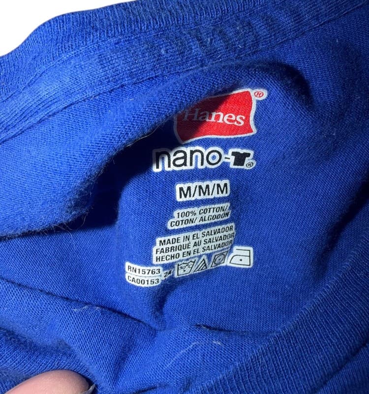 Hanes Nano-T Women’s Blue V-Neck Graphic Tee “At My Age I Need Glasses” Si - Thumbnail 3