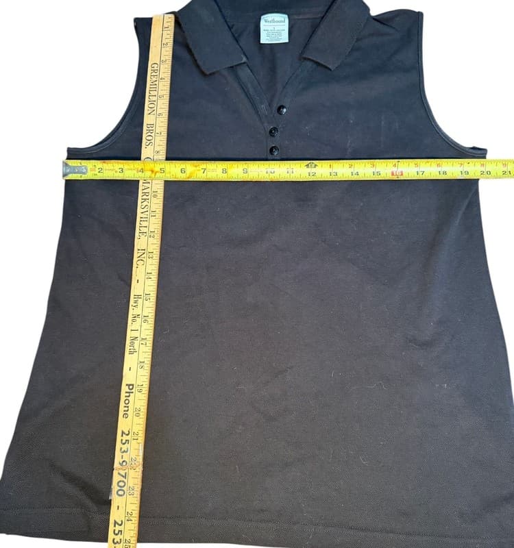 Westbound Women’s Sleeveless Polo Top Size L Black Cotton Stretch Knit - Thumbnail 4