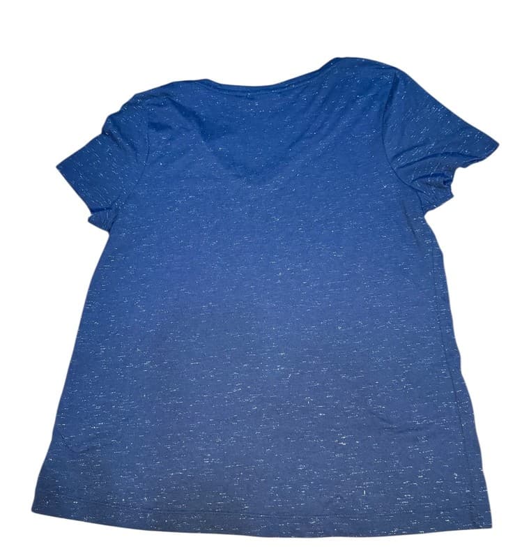 VersoNA Women’s Navy Blue Metallic Fleck Knit Top Short Sleeve Size Large - Thumbnail 2