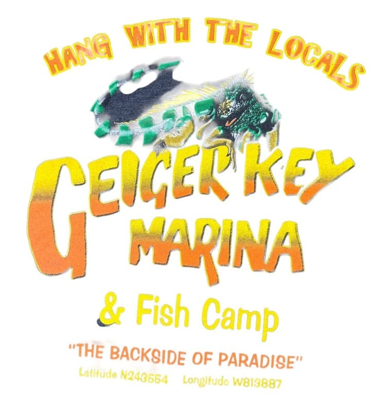 Geiger Key Marina Fish Camp T-Shirt Iguana Graphic Florida Keys Large - Thumbnail 4