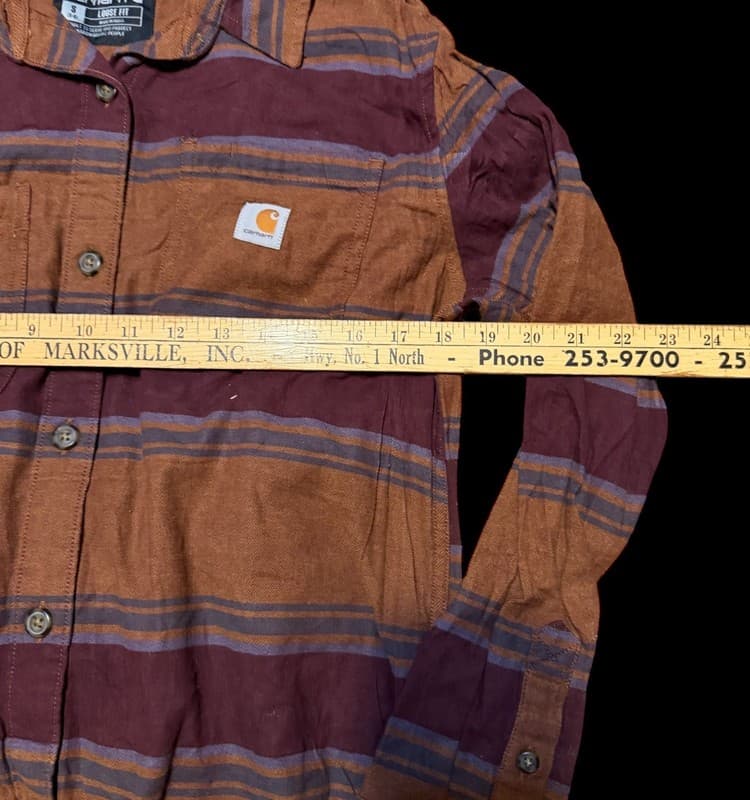 Carhartt Rugged Flex Loose Fit Midweight Flannel Long-Sleeve Plaid Shirt S - Thumbnail 5