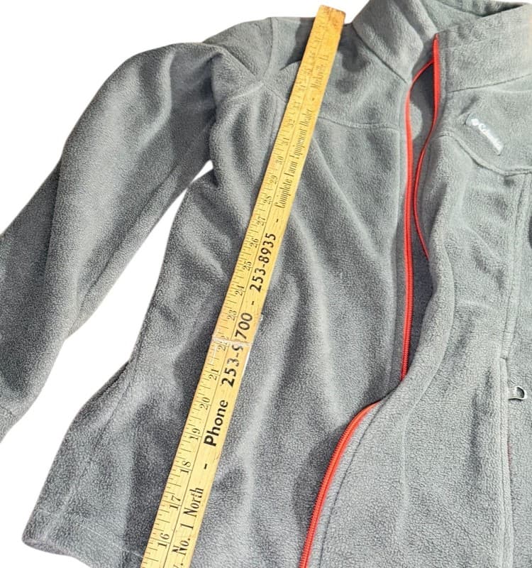 Columbia Women’s Fleece Jacket Green Red Zip Size Large Outdoor - Thumbnail 4