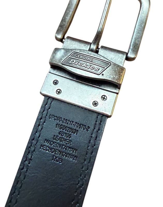 Genuine Dickies Leather Work Belt Black Size 42 Heavy Duty Buckle - Thumbnail 2