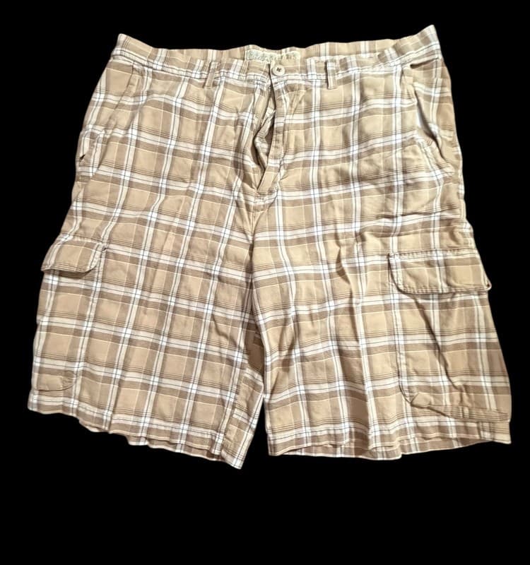 Cabela’s Casuals Men’s Cargo Shorts Plaid Tan Khaki Size 40 - Image 1