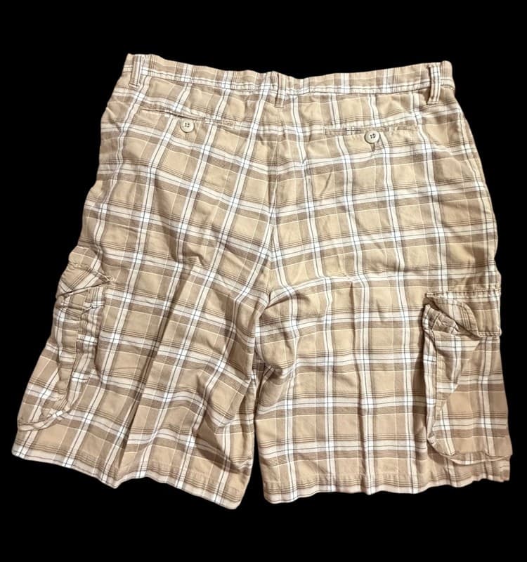Cabela’s Casuals Men’s Cargo Shorts Plaid Tan Khaki Size 40 - Thumbnail 2