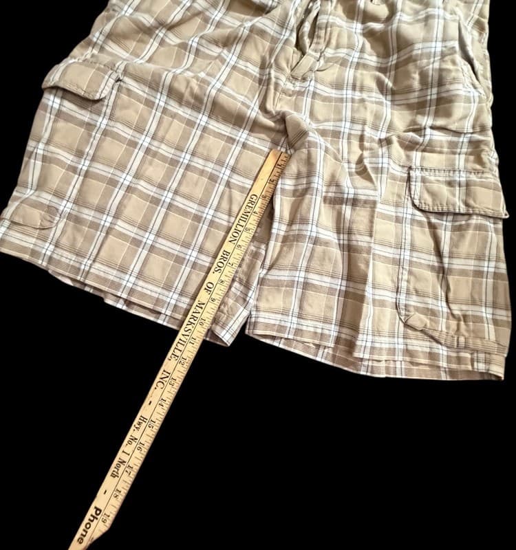 Cabela’s Casuals Men’s Cargo Shorts Plaid Tan Khaki Size 40 - Thumbnail 5