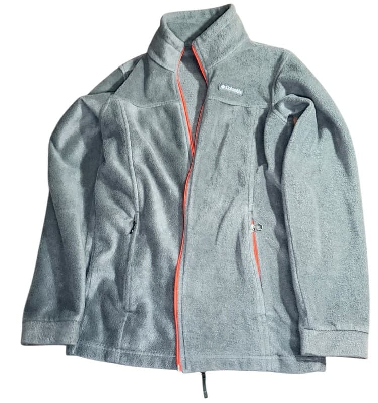 Columbia Women’s Fleece Jacket Green Red Zip Size Large Outdoor - Image 1