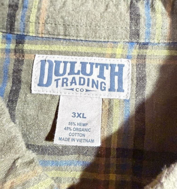Duluth Trading Co Mens 3XL Plaid Short Sleeve Button Up Hemp Cotton Shirt - Thumbnail 3