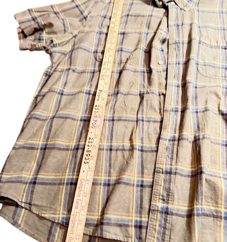 Duluth Trading Co Mens 3XL Plaid Short Sleeve Button Up Hemp Cotton Shirt - Thumbnail 5