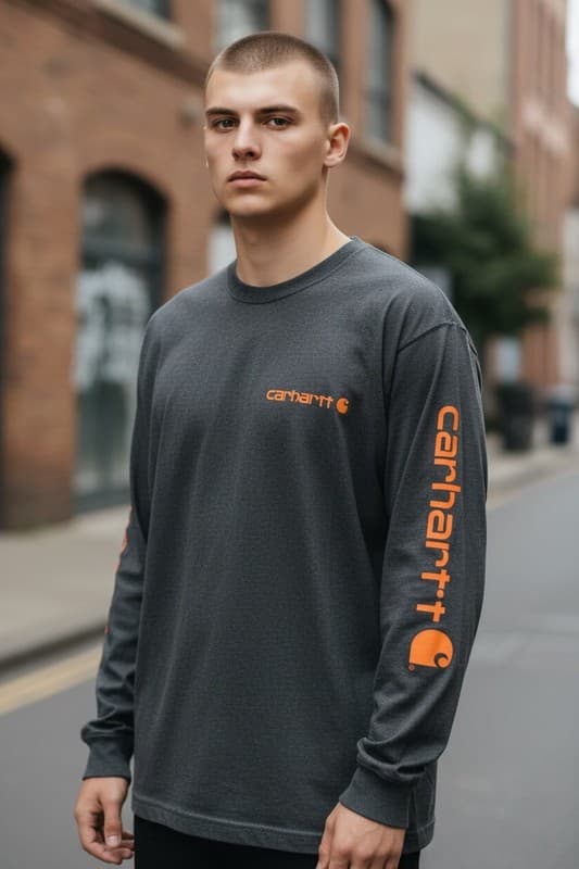 Carhartt Loose Fit Heavyweight Long-Sleeve Logo Sleeve Graphic T-Shirt - Thumbnail 2