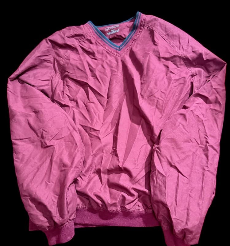 PGA Tour Men’s V-Neck Golf Windbreaker Pullover Medium Burgundy - Image 1