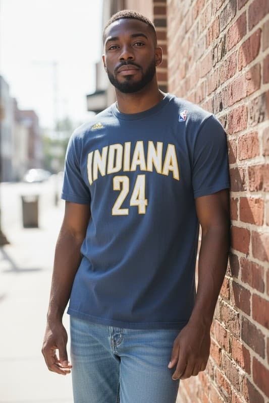 Adidas NBA Indiana Pacers Paul George Navy Blue Jersey T-Shirt M - Thumbnail 2
