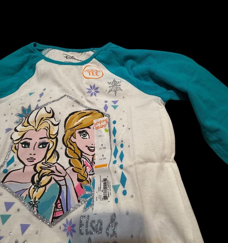 Disney Frozen Elsa and Anna Long Sleeve Graphic T-Shirt - Thumbnail 5